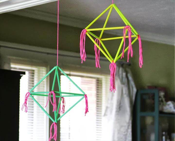 diy geometrisk halm Mobil af marilyn brygget sammen