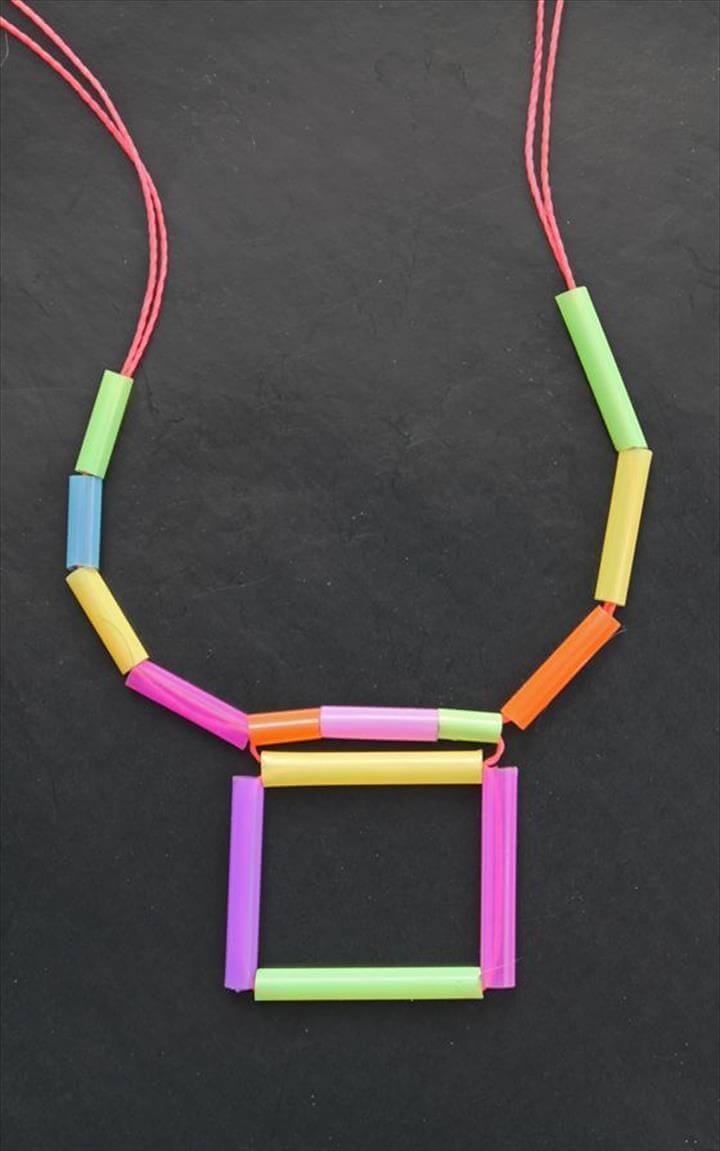 square diy-geometriska halm Neon halsband ...