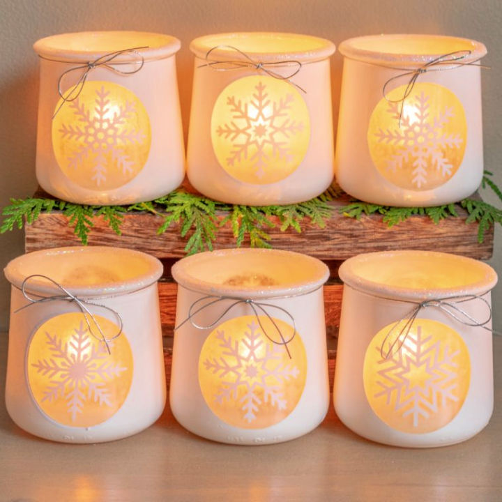  Bougeoirs Votives Flocon de neige 