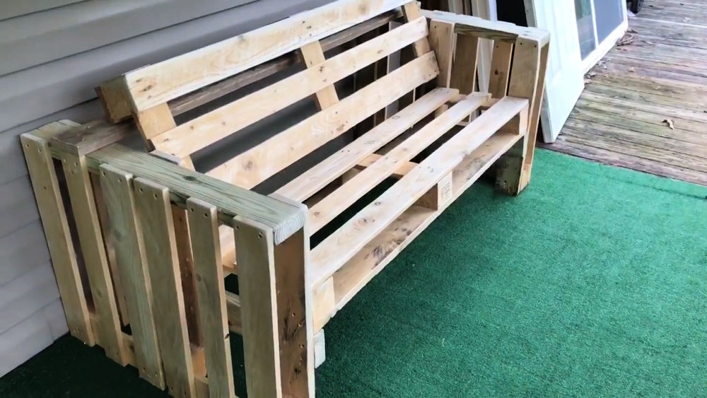 25 Easy DIY Pallet Bench Plans In 2021 Updated DIY To Make   DIY Bench From Two Pallets 